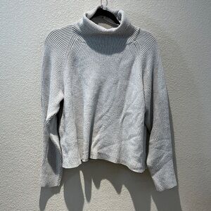 Cyrus Light Cream Ribbed Turtleneck Sweater